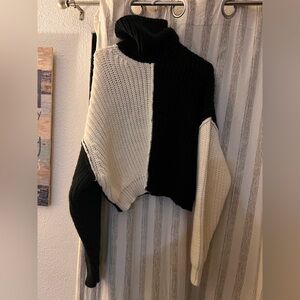 Zara Black and White Cowl Neck Sweater/ Brand New